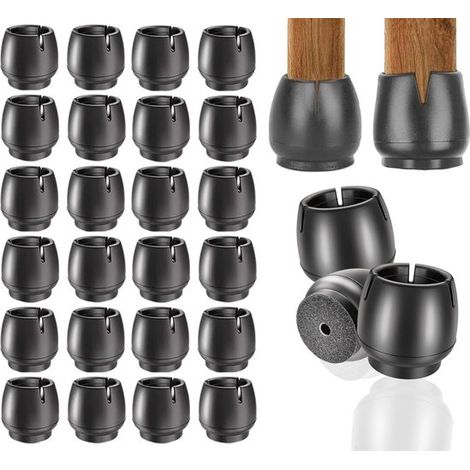 Protectores para patas de silla, 24 piezas, Tapas redondas flexibles patas silla, Fieltro antiarañazos, 12-16 mm, Fieltro antiarañazos, Negro (1/5)