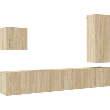 Maison Exclusive - 5-tlg. Wohnwand Sonoma-Eiche Holzwerkstoff (1/5)