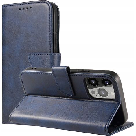 Funda tipo cartera magnética para iPhone 15 Plus con soporte abatible - Azul (1/5)