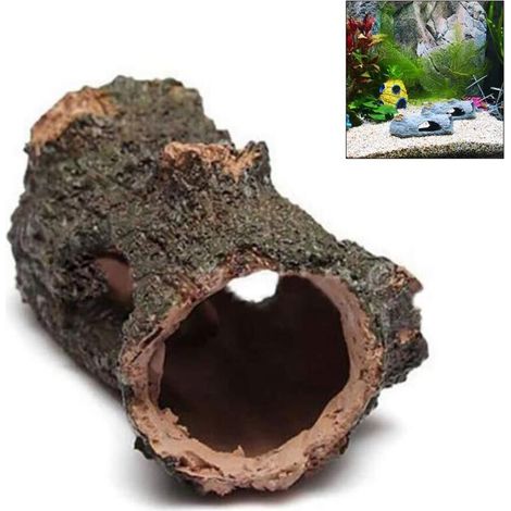 Ornement de Tronc d'arbre Creux en Résine de Bûche, Accessoires de Décoration D'aquarium de Maison de Poisson en Bois Artificiel pour Tortues Betta Petits Lézards Reptiles (1/5)