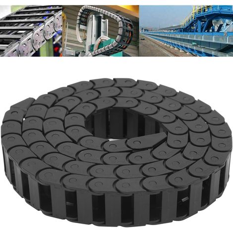 Chaîne porte-câbles en plastique noir 10 mm x 20 mm, longueur 1 m, pour usinage CNC, avec connecteur d'extrémité. (1/5)