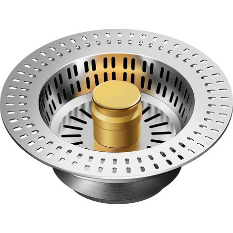 Universeller Abfluss für Küchenspüle – Für eine Tiefe  40 mm – Spülloch von 76 bis 81 mm – Edelstahl – Mit Anti-Korb