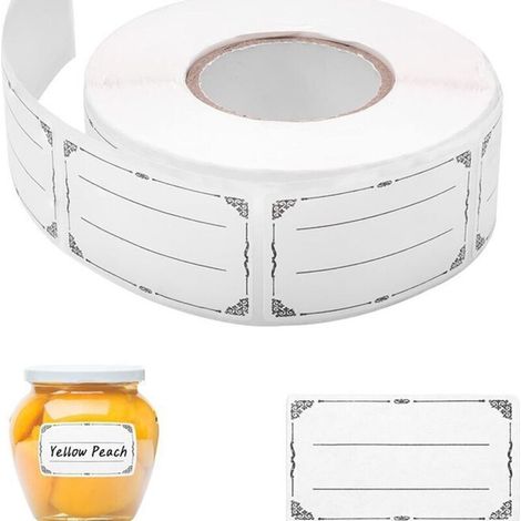 600 Etiquettes Autocollantes Personnalisées, 3 x 5cm Etiquettes Autocollantes Bocaux avec Stylo, Étiquettes Adhésives pour Écrire Congélateur, Confiture, Pots, Bouteilles (1/5)