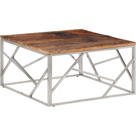 Couchtisch Silbern Edelstahl und Massivholz vidaXL (1/5)