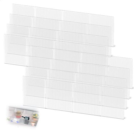 Séparateurs de Tiroirs Transparents, Organisateur Cuisine, 7cm Haut tiroirs pour Sous-vêtements, Chaussettes, Cosmétiques, Commode, 8pcs - (1/5)