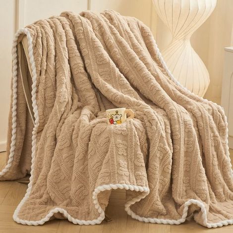 Couverture Polaire,150200cm Petit Plaid en Corail pour Lit et Canapé – Couverture Légère pour Climatiseur et Air Conditionné-kaki (1/5)