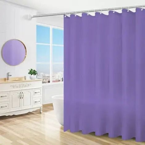 Cortina de ducha color malva, 180 x 180 cm, tejido de poliéster, impermeable, lavable a máquina, antimoho, con 12 ganchos.