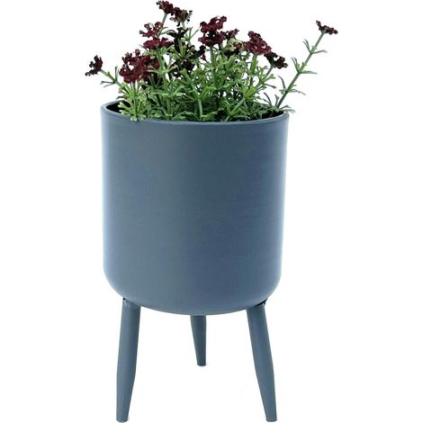 DanDiBo Blumentopf mit Füßen Pflanztopf Blumenkübel mit Beinen Metall Grau 17 cm 96260 S Modern Pflanzenständer (1/5)