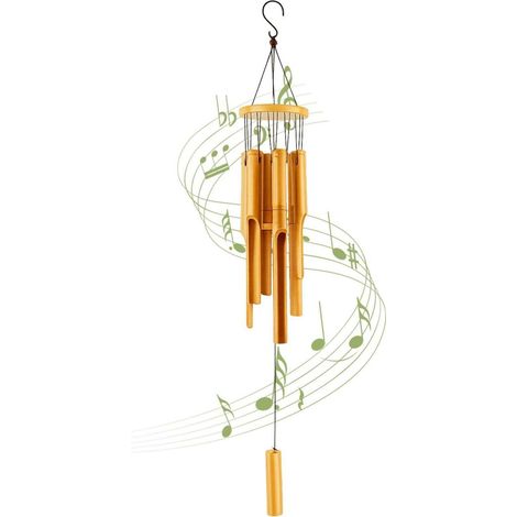 Carillon en bambou 81cm avec 6 tubes pour jardin & terrasse