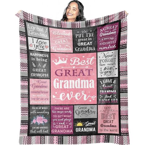Couverture - 152 x 127 cm - Pour Grand-Mère - En Polyester Doux - Usage Intérieur et Extérieur - 1 Pièce (1/5)
