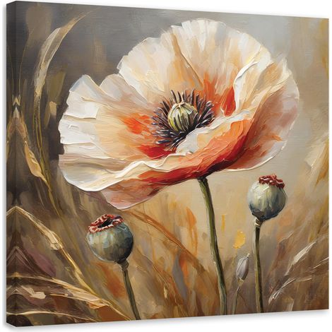 Tableau déco Coquelicots peints 50x50 (1/5)