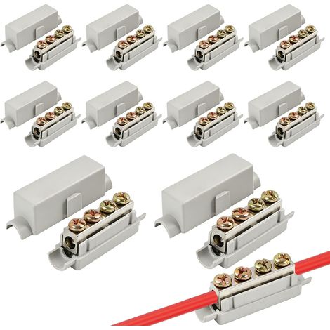 Lot de 10 connecteurs de fils en laiton, double vis, bloc de serrage, adapté pour fils de 2,5 à 16 mm², résistant à 1000 V et 100 A, boîtier ABS robuste (1/5)