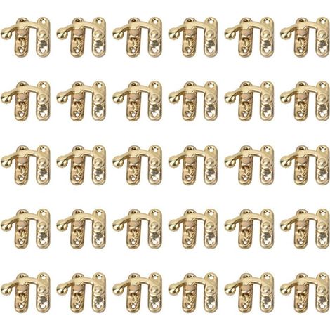 Lot de 30 petits mousquetons pour boîtes, mousqueton droit antique, mousqueton en fer de style rétro pour boîtes à bijoux avec 120 vis de rechange (mousqueton gauche jaune) (1/5)