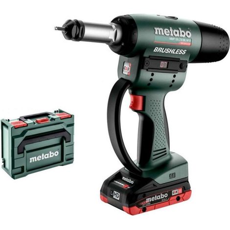 Metabo - Pistola remachadora AKU de 18 V, 2 baterías LiHD de 4,0 Ah, cargador 601788800 (1/5)