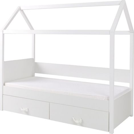 Cama Henderson 133, Blanco, Individuales, 80x180, Madera, Somieres, 87x190x172cm