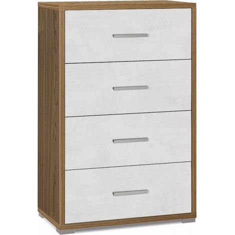 Mueble móvil de 4 cajones 71L x 41P x h110 – Acabado en madera nogal y blanco mate – Sarmog