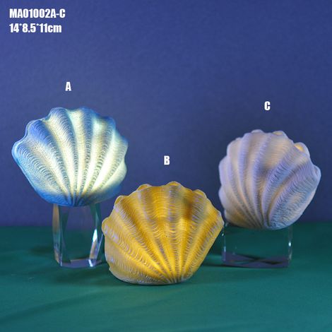Lampe de nuit LED en forme de coquillage en résine, décoration style méditerranéen, lampe d’ambiance pour chambre d’enfant-3pcs (1/5)