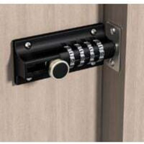 Combination Lock Latch, 4-Digit Combination Lock, Mechanical Code Door Lock, Keyless Sliding Lock, Black (1/4)