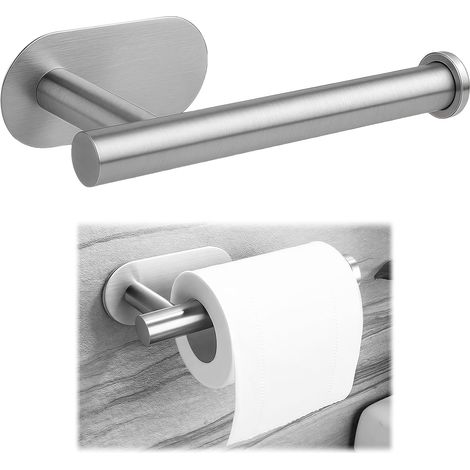 Porte Rouleau Papier Toilette Autocollant sans Perçage, Design Moderne en Acier Inoxydable,Argenté (1/5)