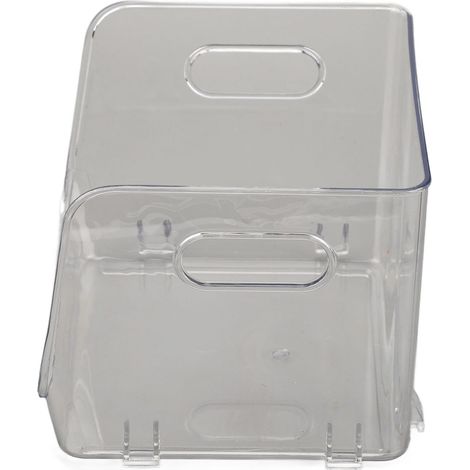 Boîte de rangement transparente empilable et étanche, organisateur de bureau avec poignées doubles, rangement compact anti-poussière en PET. (1/5)