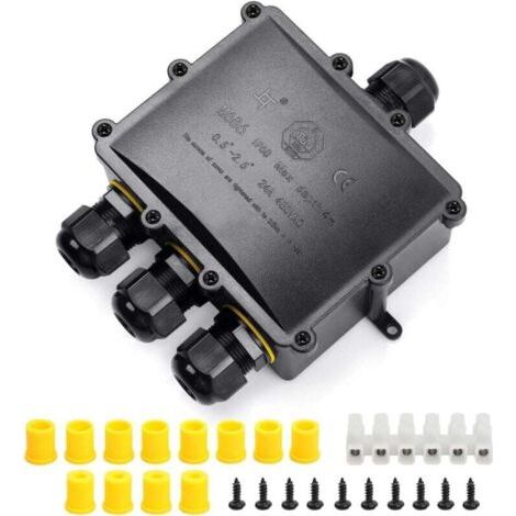 Boîte de Dérivation Etanche IP68 Extérieur - 4 Voies Plus Grande Câble, Connecteur Boîte de Jonction Electrique pour Câble Ø 4 à 14mm, ABS + PVC