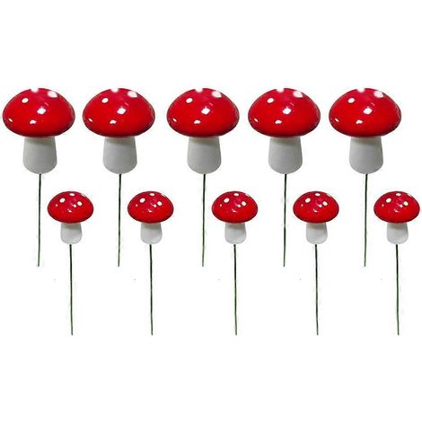 10 Stück Gartenstecker Pilzminiaturen für drinnen und draußen, Feengarten-Silhouette