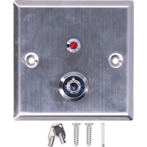 12-V-Gleichstrom-Ausgangsschalter mit roter LED und Einbruchssignal für Notausgangstüren, 86 x 86 mm (1/5)