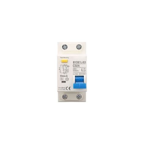 Disjoncteur différentiel monophasé 32 A 32 mA 6 kA, protection contre les fuites de courant, montage sur rail DIN, type A, 230 V (1/5)