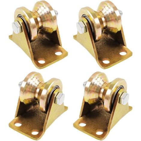 4 Pcs Poulie Simple pour de Levage Mouflage - Rail Roulette Portail Coulissan - Roue Gorge Forme en V de 55mm - Pour cordes cordes en acier etc NPTERBL (1/4)