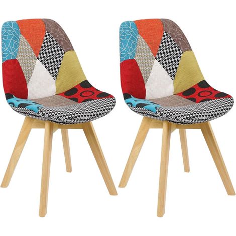 WOLTU Coppia Sedie Cucina Sedia Imbottita Moderna Con Schienale PU Gambe Legno Patchwork 2 (Lino) (1/9)
