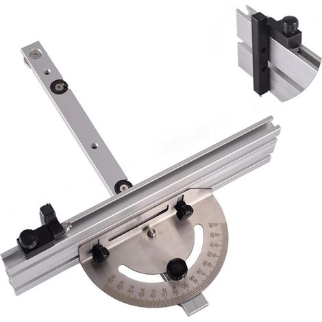 Table Saw Angle Ruler, Miter Gauge for Table Saw, Router, Woodworking, Adjustable Miter Ruler with Track Stopper (1/5)