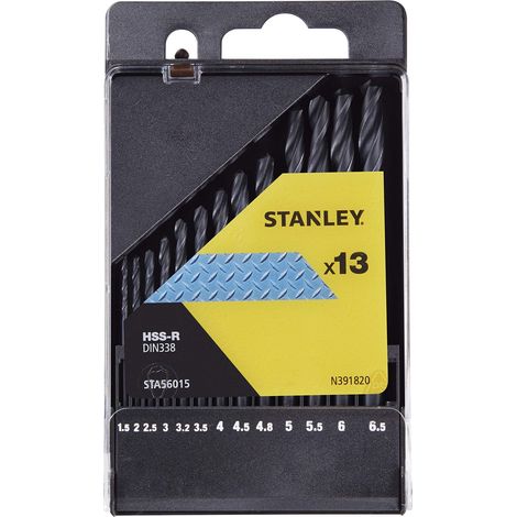 Punta trapano stanley sta56015 acciaio rapido 10 pezzi 118 gradi (1/2)