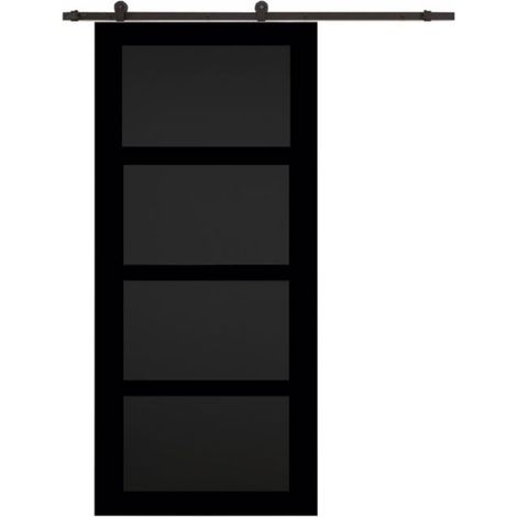 Porta scorrevole Telia nera 4 ante H204 x L73 + Binario nero