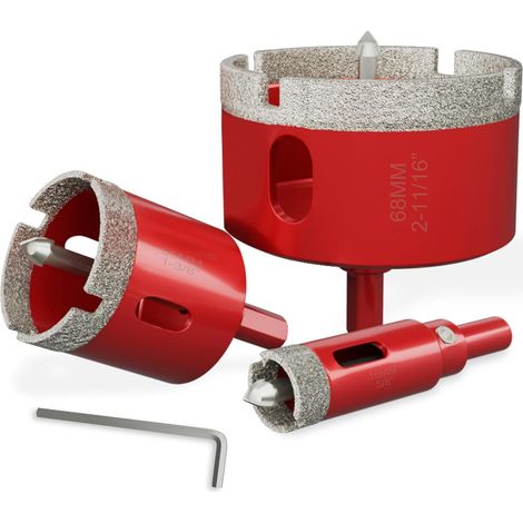 3-tlg Diamant Lochsäge mit Zentrierbohrer(16 mm, 35 mm & 68 mm) Ideal für präzises Bohren in Porzellan, Keramik, Granit, Stein und Glasflaschen. Fachmännisch entwickelt für den professionellen (1/5)