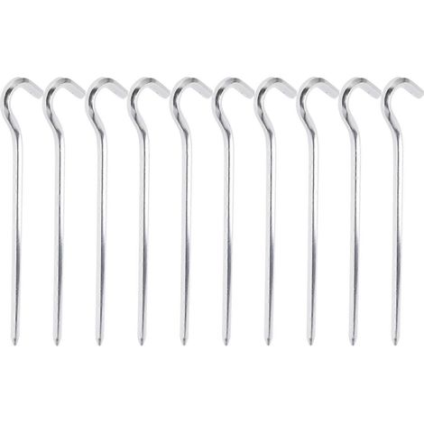 Lot de 10 piquets de tente robustes en alliage d'aluminium avec crochet pour tente de camping/randonnée (1/5)