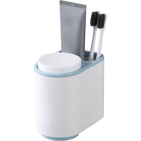 Porte-gobelet magnétique pour brosse à dents, support mural avec ventouse pour salle de bain bleu (1/5)