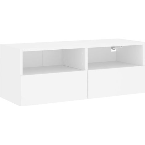 Mueble de TV multimedia Estante de TV Aparador de TV Comedor Salón Dormitorio Montaje en pared 80 x 30 x 30 cm Madera de ingeniería blanca 020027799 (1/5)