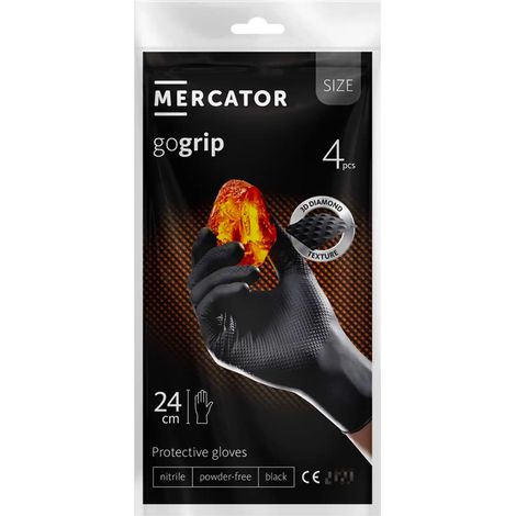 Mercator GoGrip schwarze Nitrilhandschuhe, 4 Stück, Größe M (1/4)