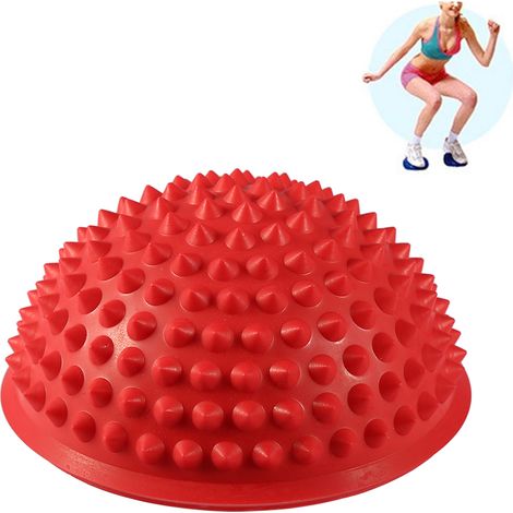 Balle de massage demi-ronde en PVC pour le yoga, le fitness et la salle de sport (rouge)