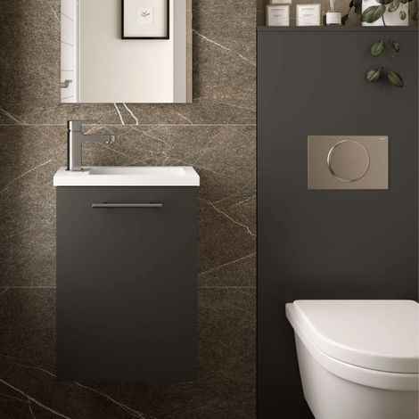 Meuble lave mains + miroir Couleur Gris mat