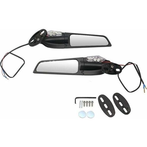 CHOYCLIT 2pcs moto modifié vent aile pivotante universel rétroviseur aileron 90 ° rotatif réglable rétroviseurs latéraux avec clignotants