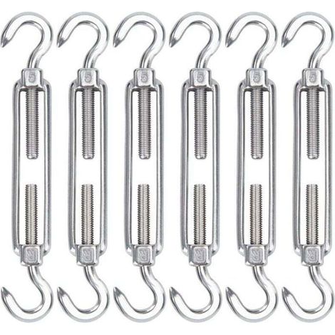 Tendeur câble acier, M5, 6 pièces, crochet réglable, heavy duty, pour corde fil YYV (1/4)