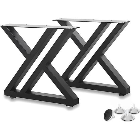 Lot de 2 pieds de table en acier cadre en X 70 cm x 50 cm - Pieds de meuble robustes pour table à manger, banc, bureau d’ordinateur, table basse, bricolage, style industriel (1/5)