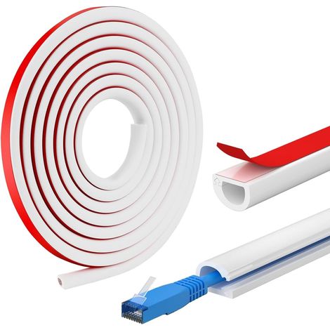 goulotte Passe Cable Cache Cable TV Mural goulotte Passe Cable Mural Cache Fil Blanc Cache Cable Sol Hider pour la Protection，pour sols, plafonds, Murs, carrelage14mm (W) x 10mm (H)，2M (1/5)