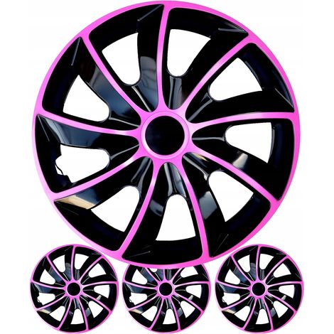 15-Zoll-NRM-Quad-Bicolor-Radkappen, pink und schwarz, NRM-Set mit 4 pinken Radkappen (1/4)