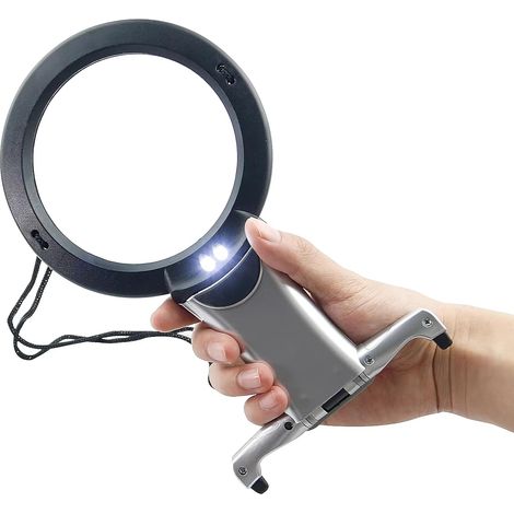 Reading Magnifier,  Glass Magnifier Necklace,  2.5x 6x Illuminated,  Glass Magnifier,  Hands-Free Magnifying Glass,  Large LED Illuminated Magnifying Lens (1/5)