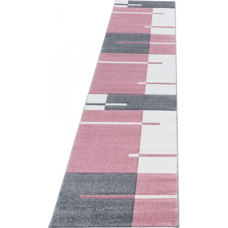 Ayyildiz  Tapis Moderne - Géométrique - Abstrait Design - Tapis Flottant Salon - Rose - 300 cm x 80 cm (1/5)