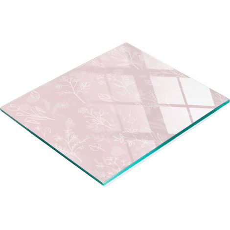 Tavola decorativa multifunzionale da cucina in vetro temperato con fiori, 60x52 cm (1/5)