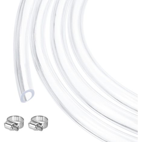 Tuyau en PVC transparent 4,8 mm x 7,9 mm 50 pieds Tube en PVC plastique Tuyau d'eau flexible pour tuyauterie industrielle, aquariums, pompe, 3/16" ID 5/16" OD, avec 2 colliers (1/5)