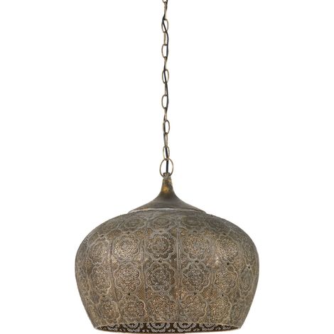 Light & Living - lámpara colgante - Emine - marrón - metal - E27